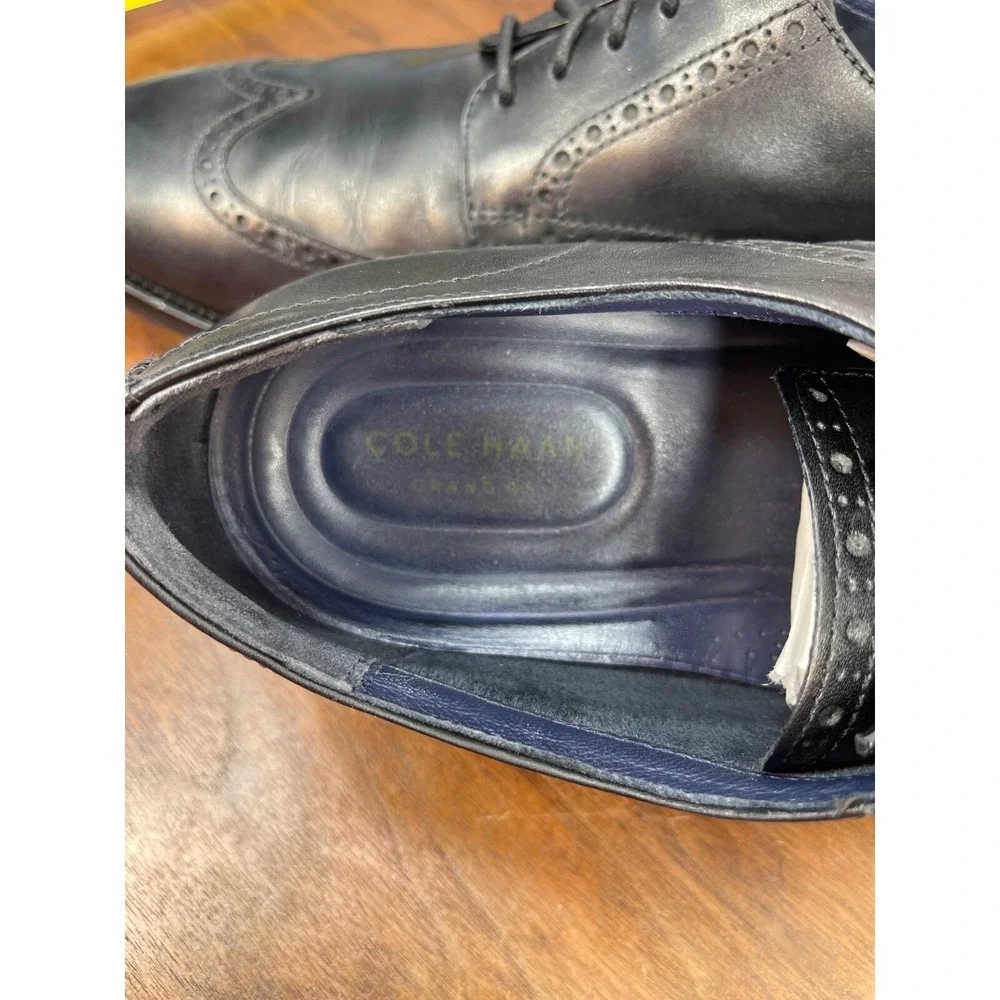 Men's 12 M Cole Haan Watson Grand.OS Wingtip Oxford Black Leather Almond Toe